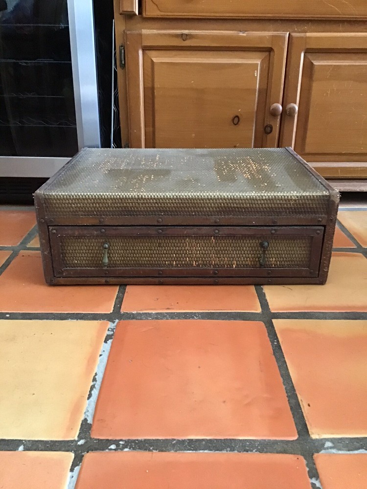 Trunk Made From Cane & Leather Vintage/Antique