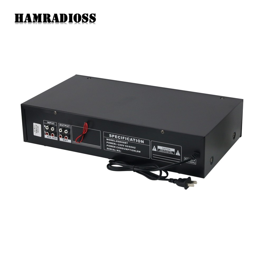 EQ666BT Dual 20-Band Stereo EQ Graphic Equalizer +4pcs Cable +Dual RCA Connector