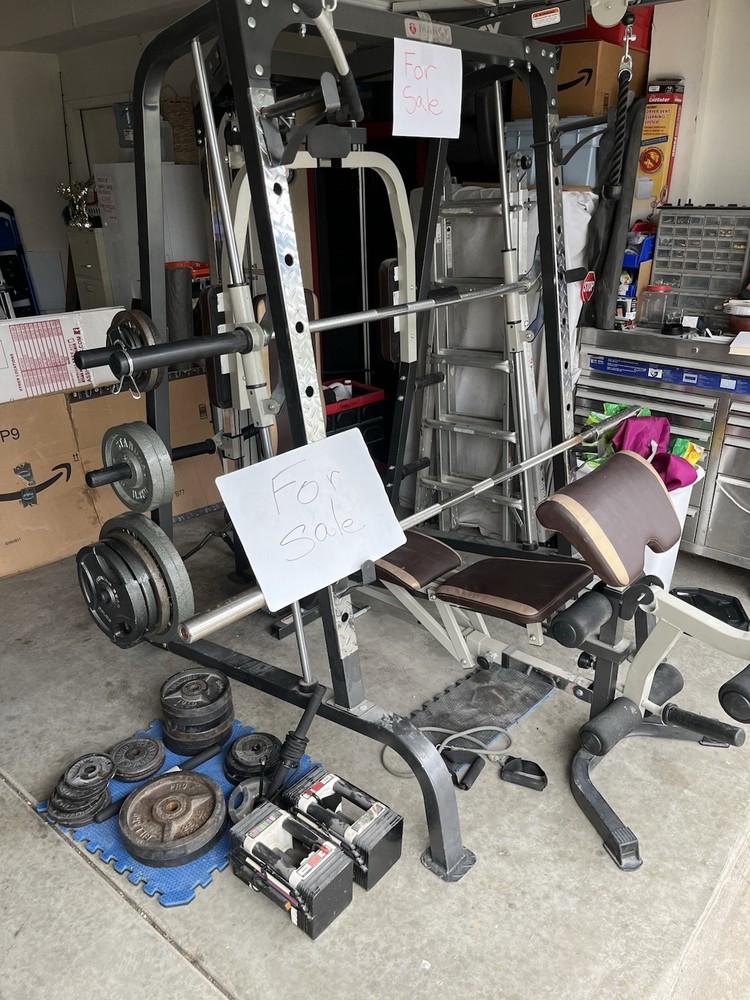 Smith Machine Multifunctional Power Cage Squat Rack Training w/Pull Down System