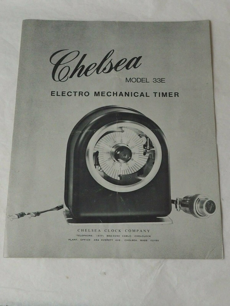 CHELSEA Model 33E Electro Mechanical TImer Operation Booklet circa 1940