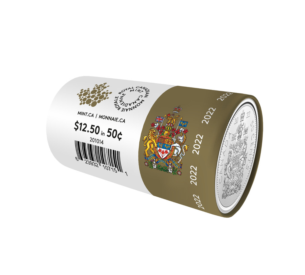 2022 Canada Half Dollar (Uncirculated) Coin Roll - 25 Coins