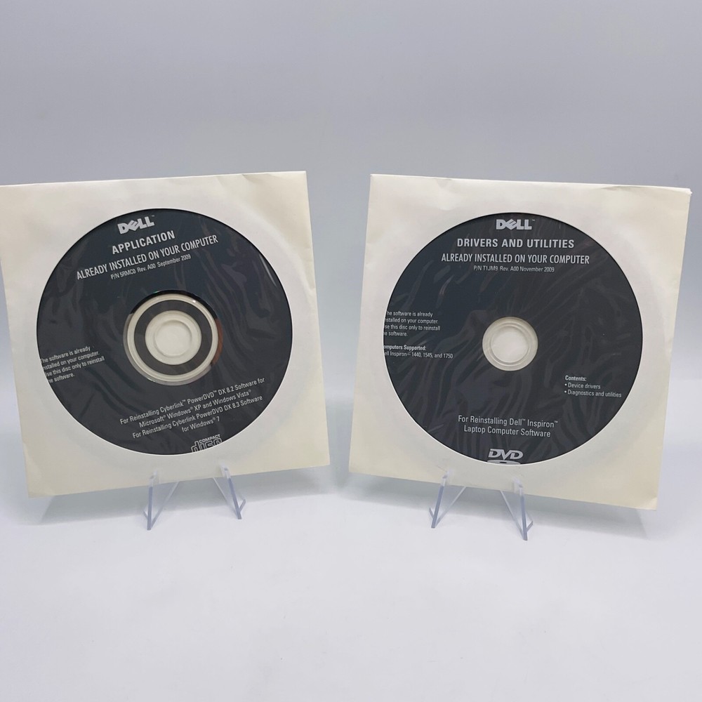 Dell Software Lot of 2 Application Drivers Utilities 2009 Reinstalling Discs NEW