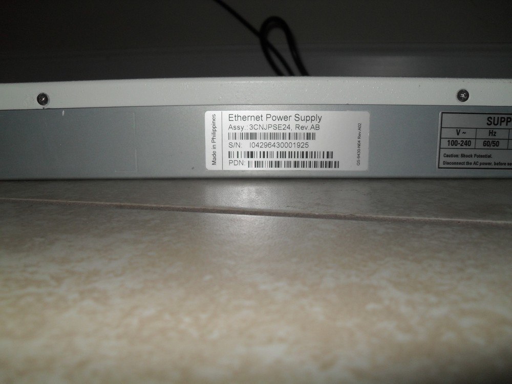 3Com 3CNJPSE24 Ethernet Power Supply Network Switch 24Port powers up great!