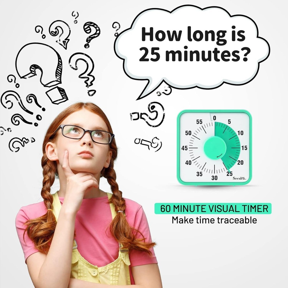 60-Minute Visual Countdown Timer 7.5” Oversize Magnetic Clock for Kids & Adults
