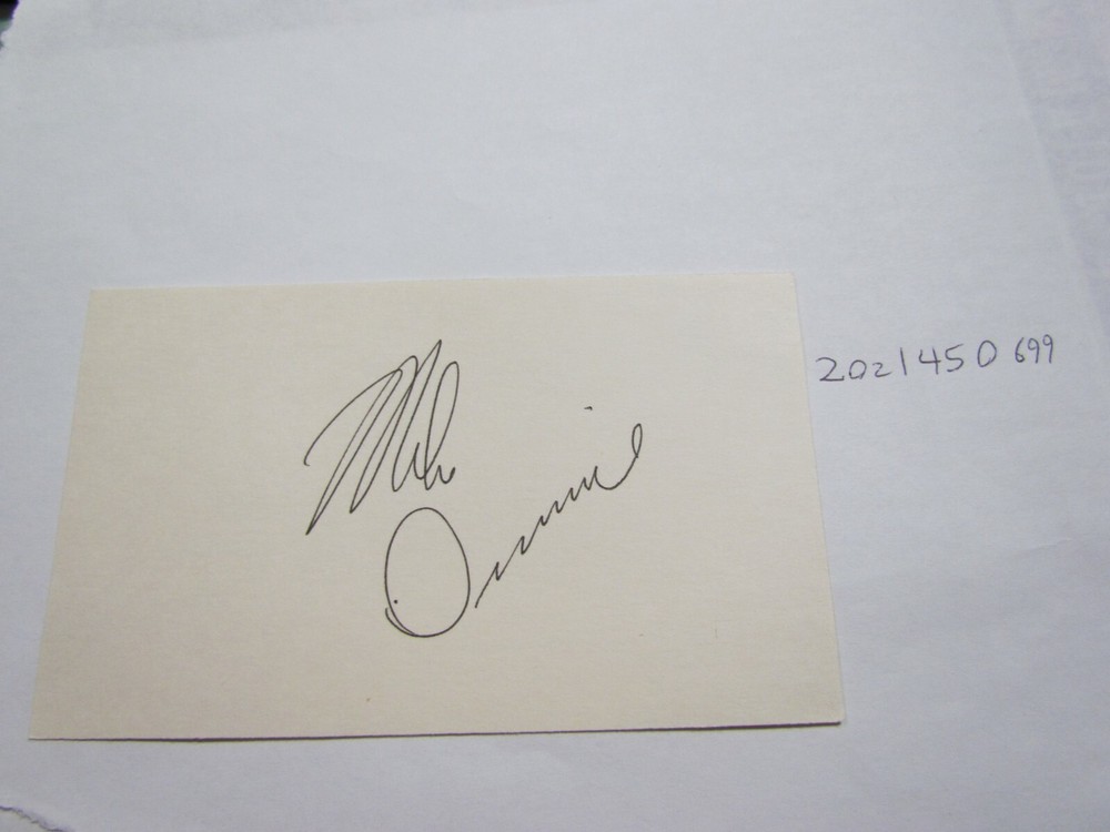 Mike Dimmel Signed Index Card  JSA AUCTION CERTIFIED