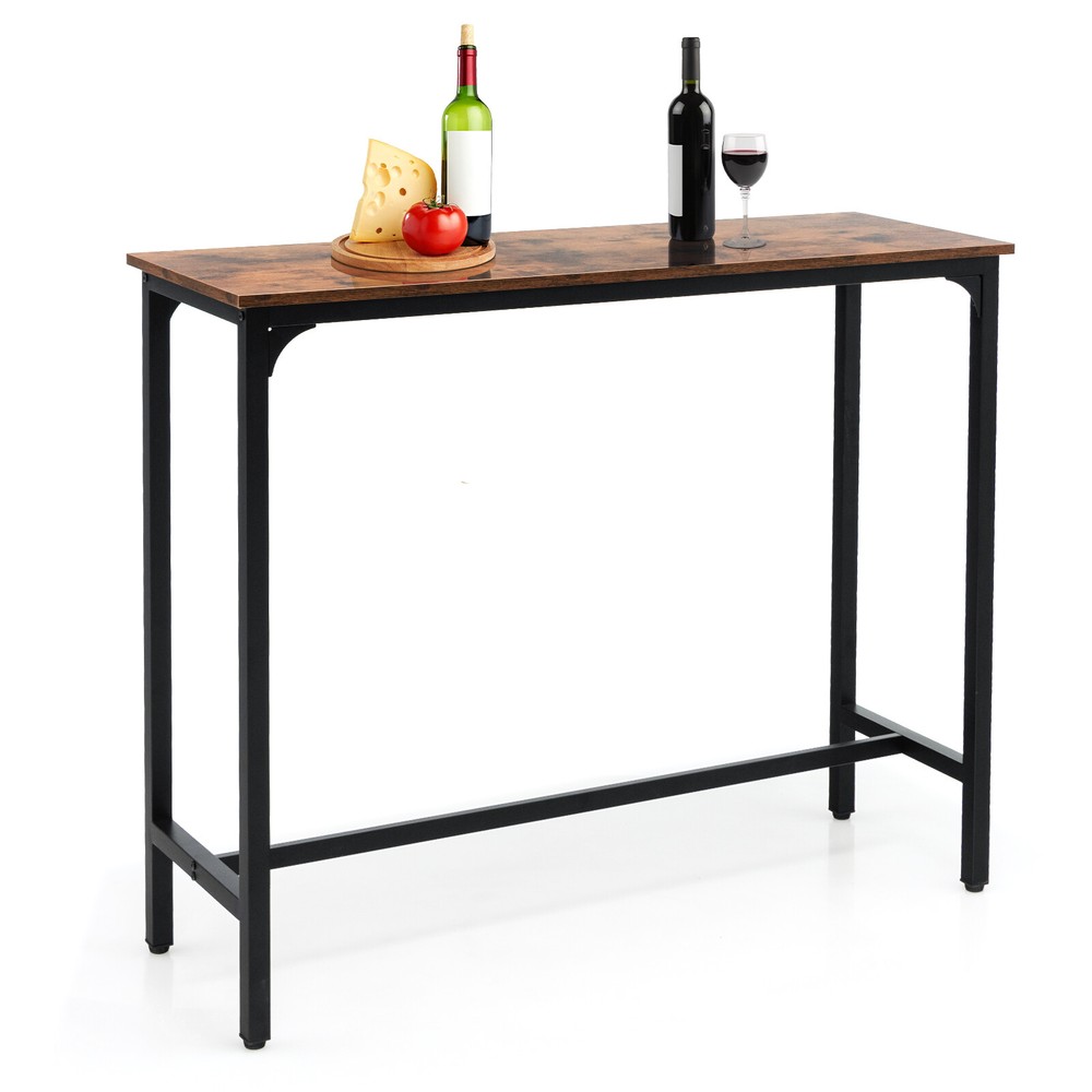 48" Industrial Pub Dining Table High Writing Computer Table with Steel Frame