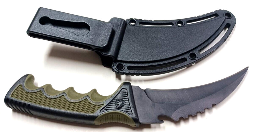 8.5" FIXED KARAMBIT SERRATED BLADE BOOT KNIFE WITH HARD CASE SHEATH
