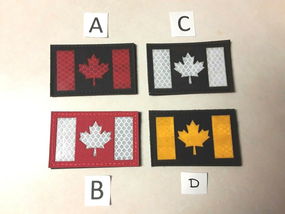 1 pc REFLECTIVE CANADA FLAG Emb patch 3-1/8x2" HOOK back