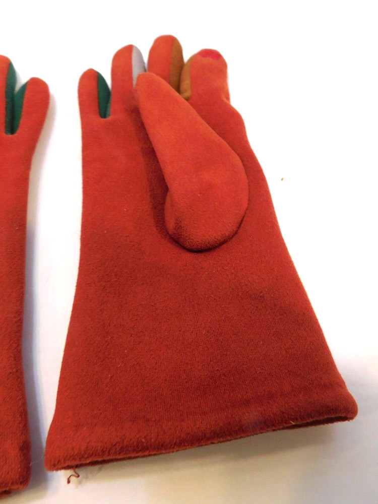 DESIGNER RED POLYESTER WINTER GLOVES VELVET LINING SIZE 7.5