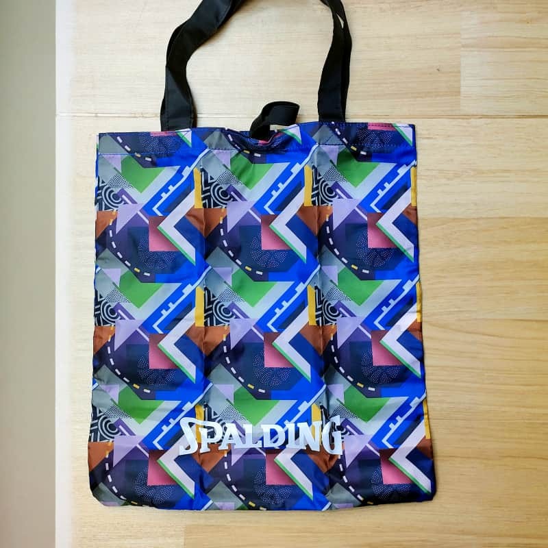 Packable Tote Bag Geometric Basket Court Pattern A4 Foldable - SPALDING