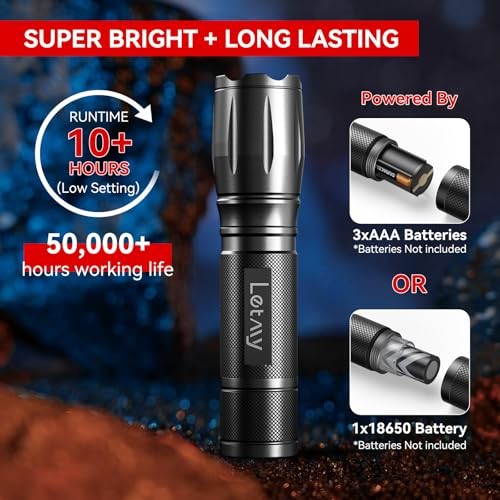 Tactical Flashlight S2000-2 Pack Bright Military Grade LED 2 PACK Black