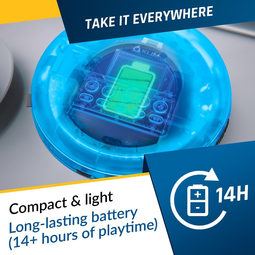 KLIM Nomad Transparent Blue - Portable CD Player Walkman