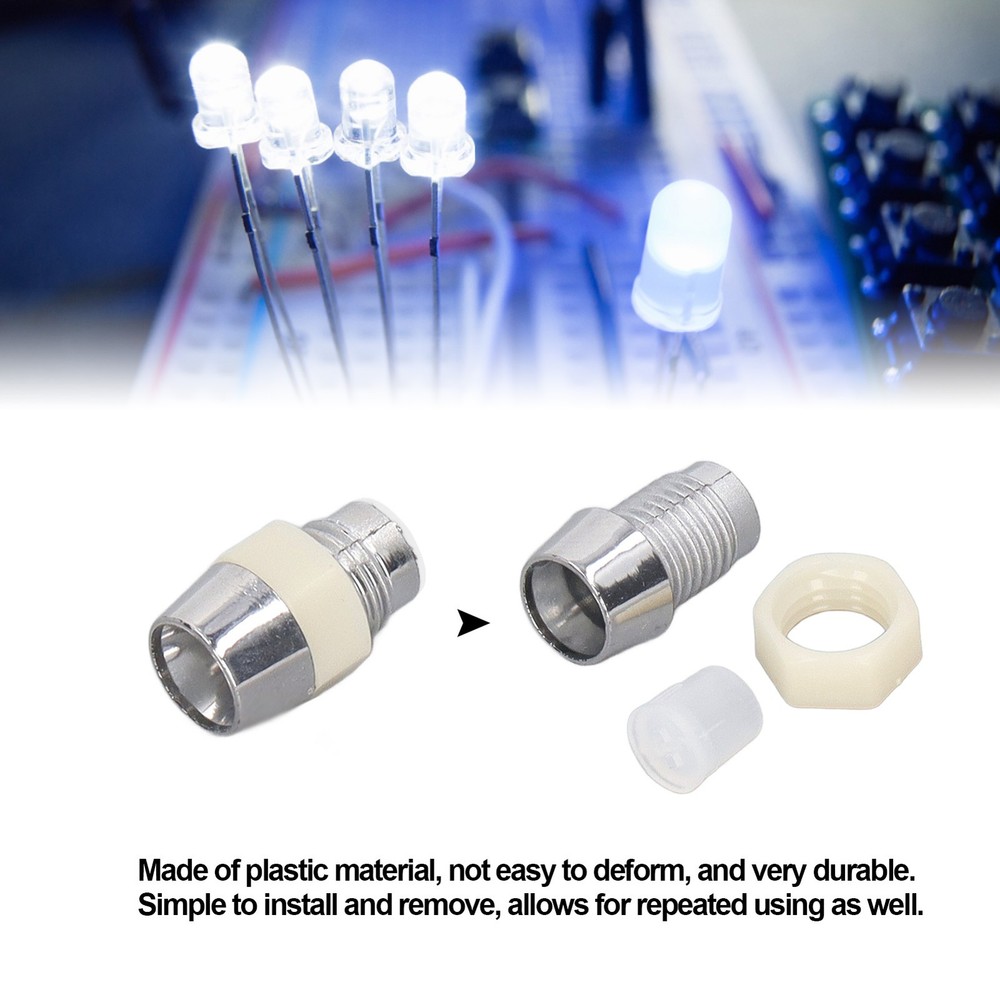 100 Set LED Holder 5mm Plastic Light Emitting Diode Panel Mount Clip Repair Tool