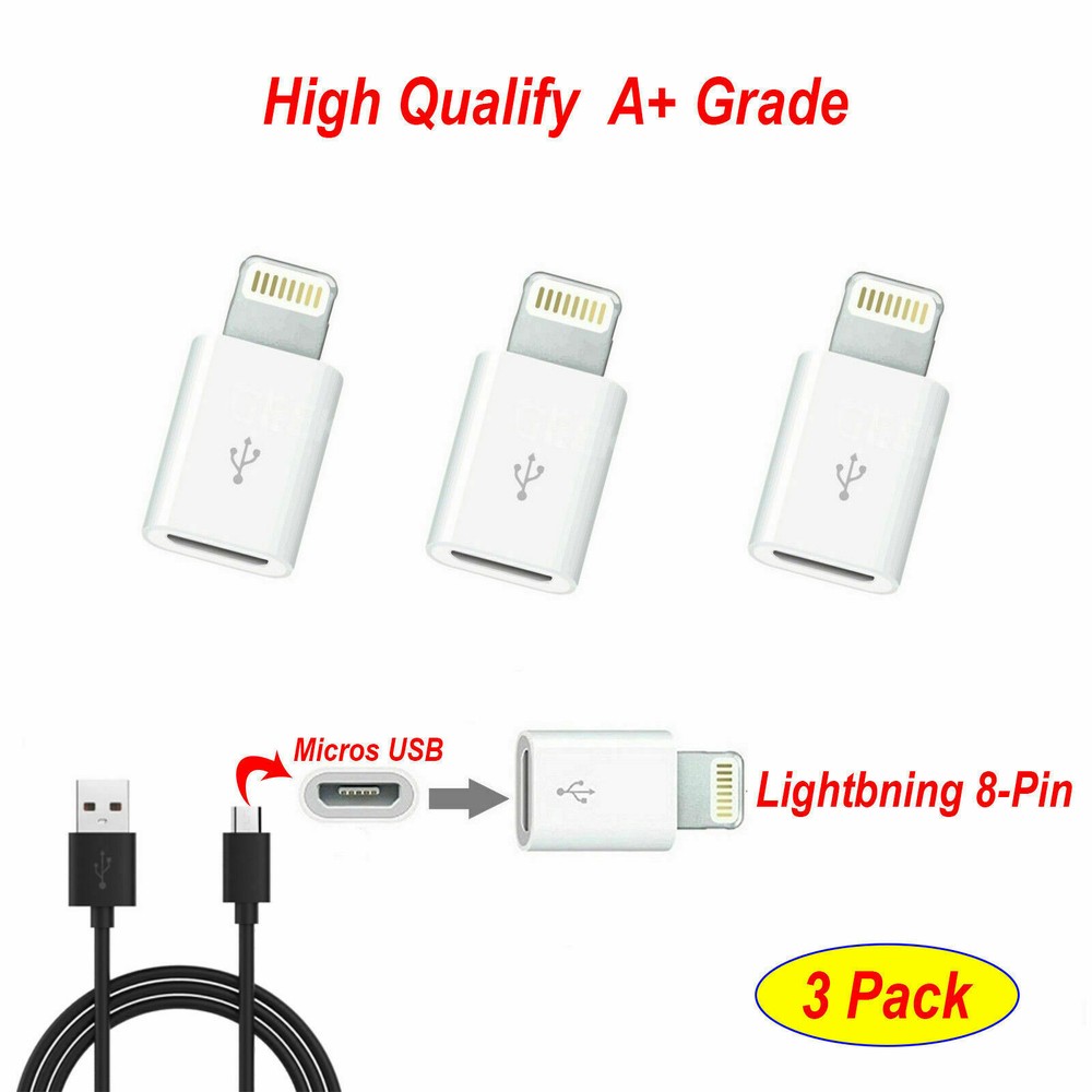 Micro USB To 8Pin iPhone Cable Adapter Android To iPhone iPads Converter LOT