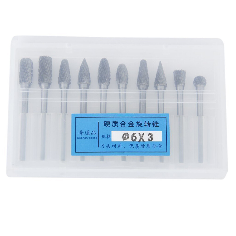 Carbide Burr Die Bits - 10pcs Set for Precision Deburring and Routing