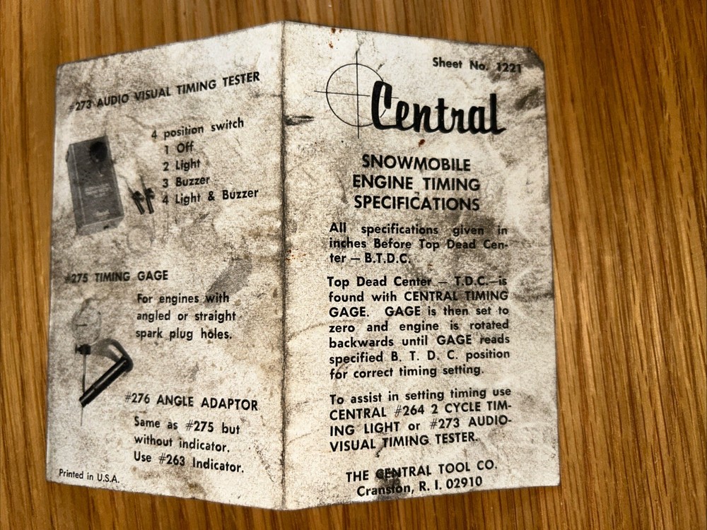 Central Tools Company # 273 Audio-Visual Tester w/box and paperwork - Untested