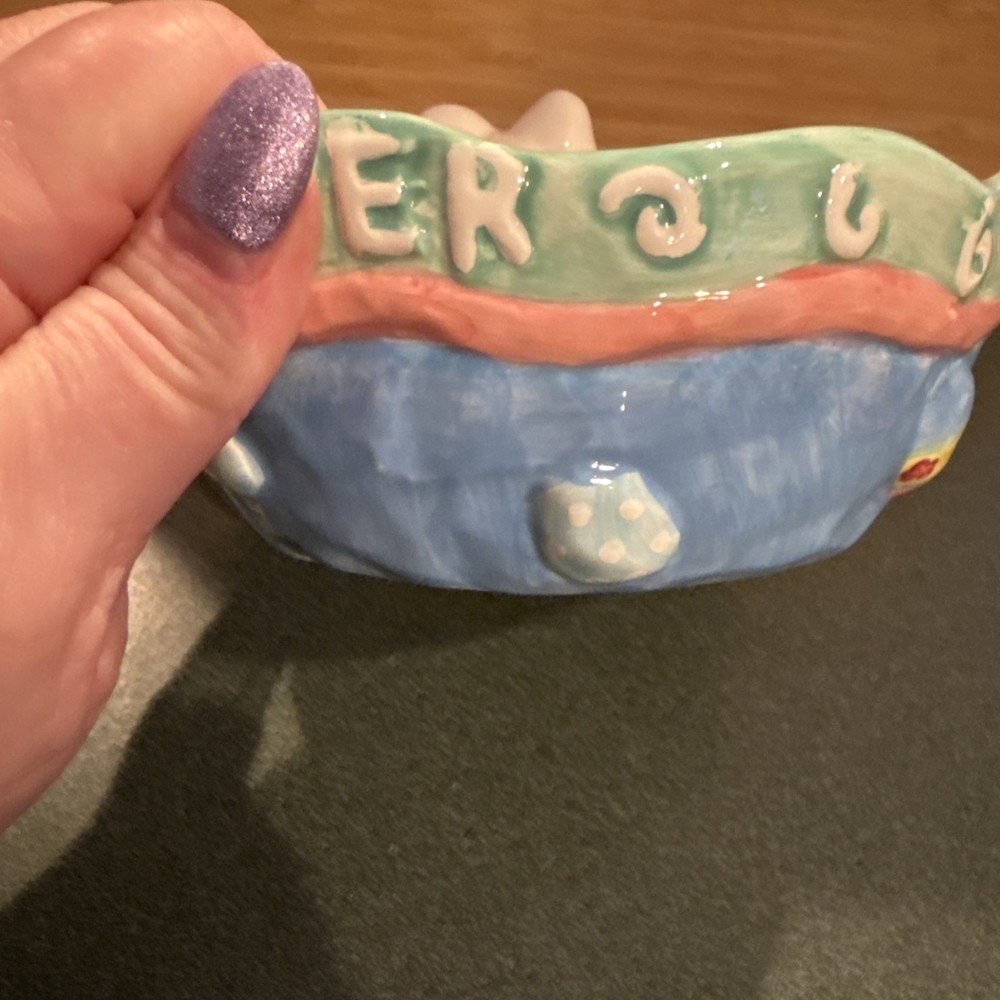 Happy Easter Bunny In Bowl Candy Dish