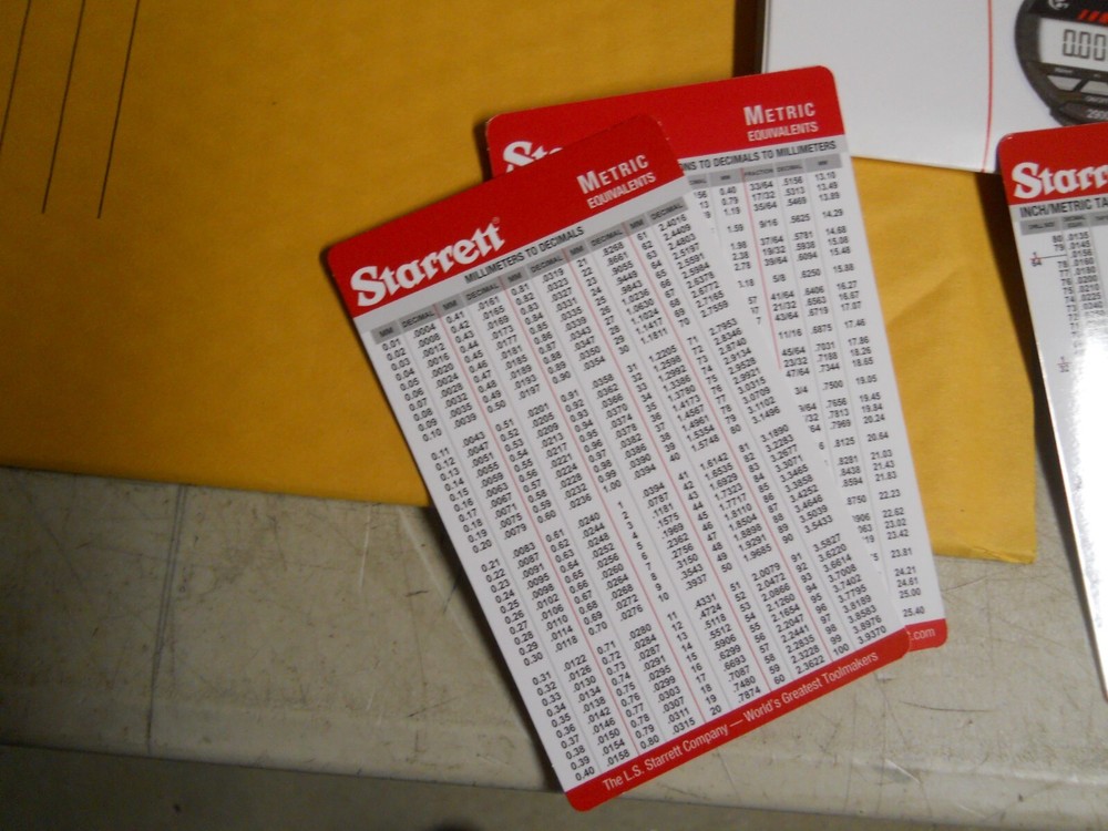 STARRETT. Decimal & Tool Reference Wall Charts W/Pocket Charts & Note Pad New