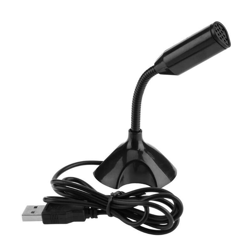 Black USB Mini Desktop Speech Microphone Stand for PC Laptop Computer Notebook G
