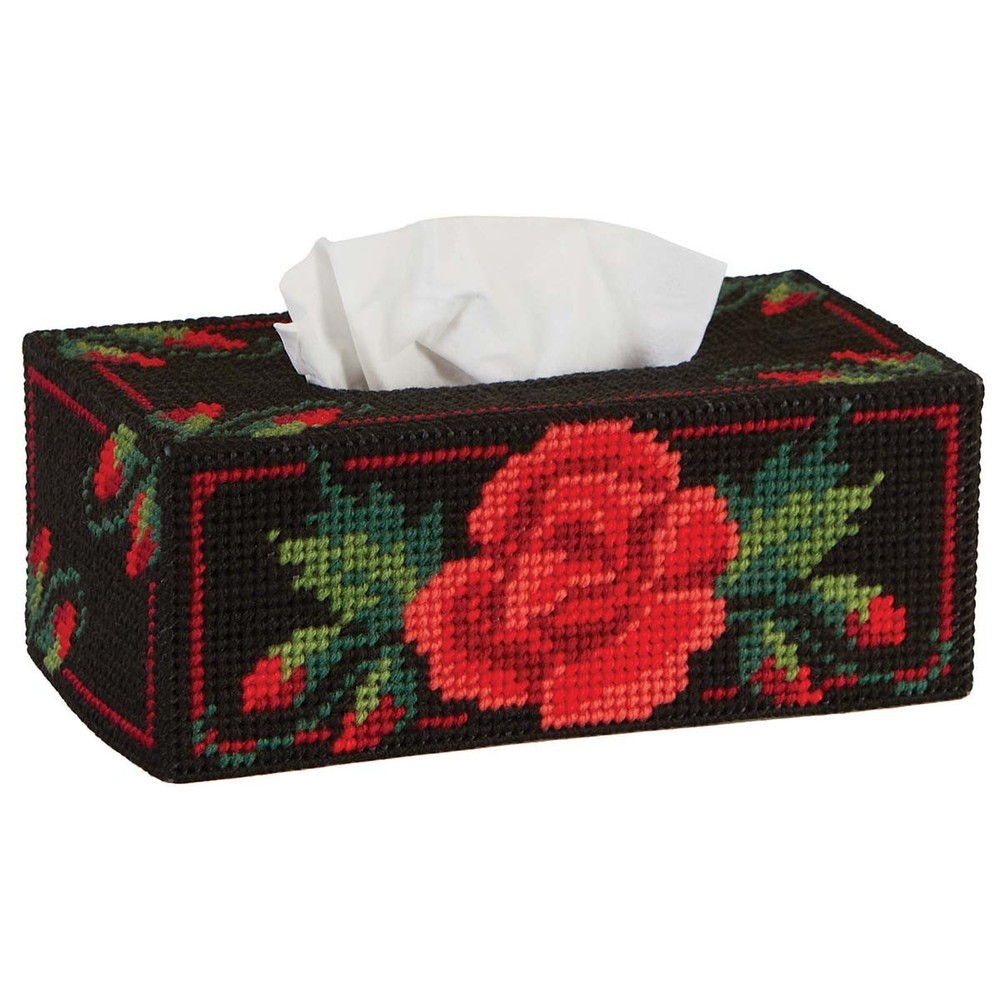 Herrschners® Ruby Roses Tissue Box Plastic Canvas Kit