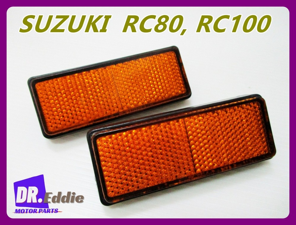 Fit Suzuki RC80 RC100 Front Fork Reflector "Amber" Set  **bi4363**