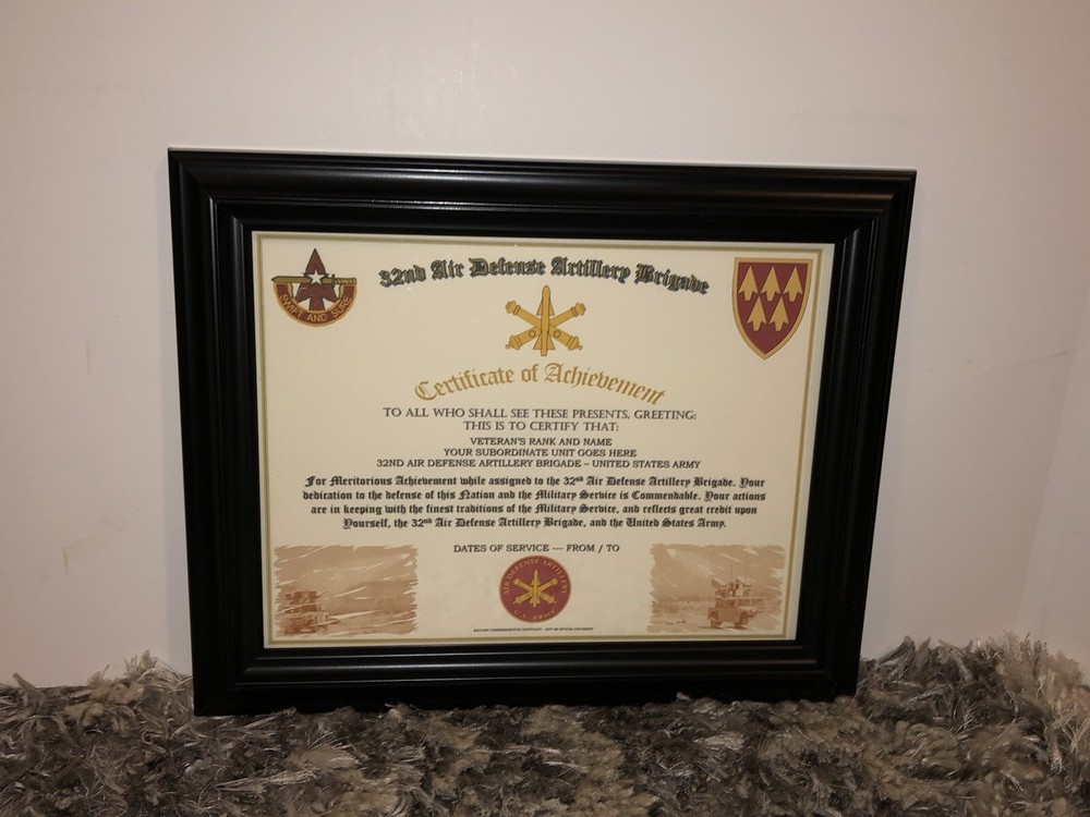 32ND AIR DEFENSE ARTILLERY BRIGADE - COA / (COMMEMORATIVE CERTIFICATE)