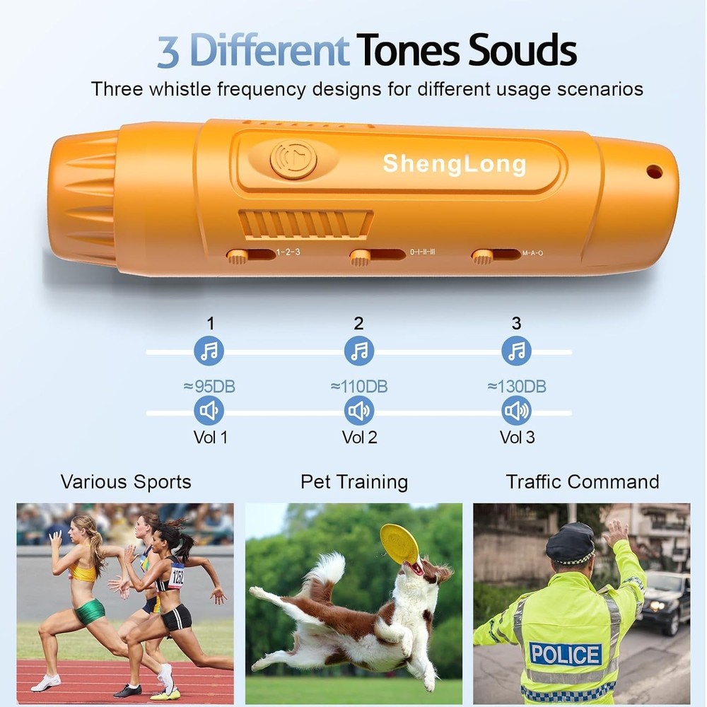 Electronic Whistle with 3 Tones & 3 High Volume Settings - Battery Powered Emerg