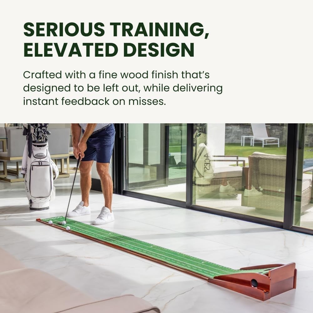 Foldable Golf Putting Mat – Realistic Turf & Alignment Guides Included