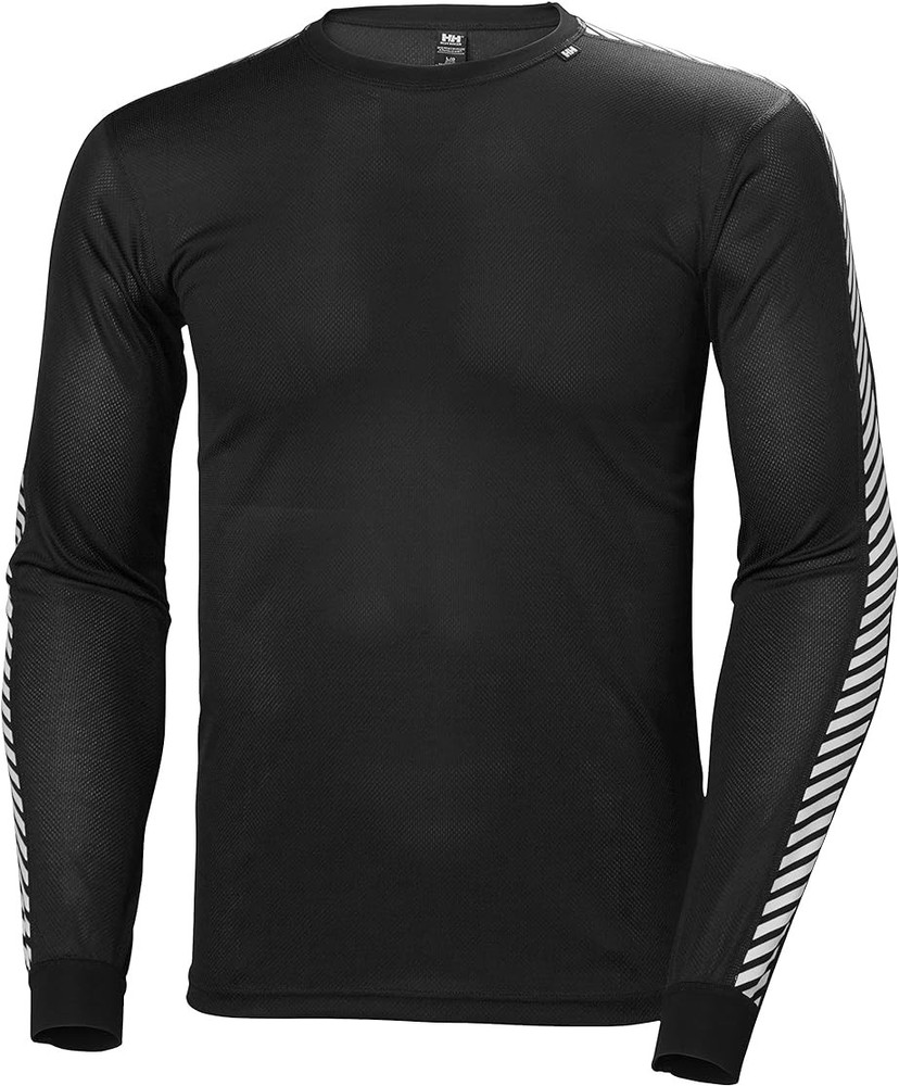 Helly Hansen Men's HH LIFA® Stripe Long-Sleeve Crew Base Layer, Black - Large