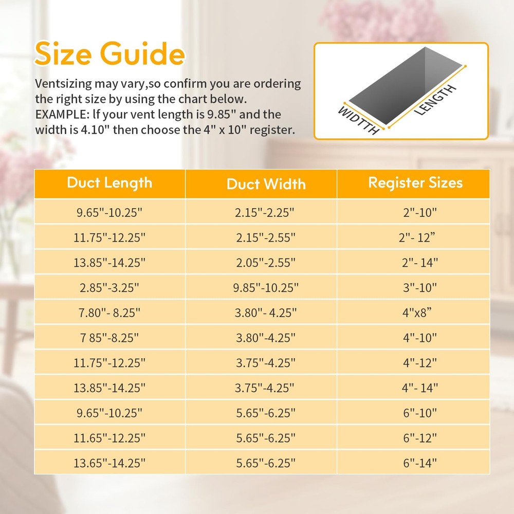 Floor Vent Covers, Floor Register 4x12, 2 Pack Adjustable Decorative Vent Covers
