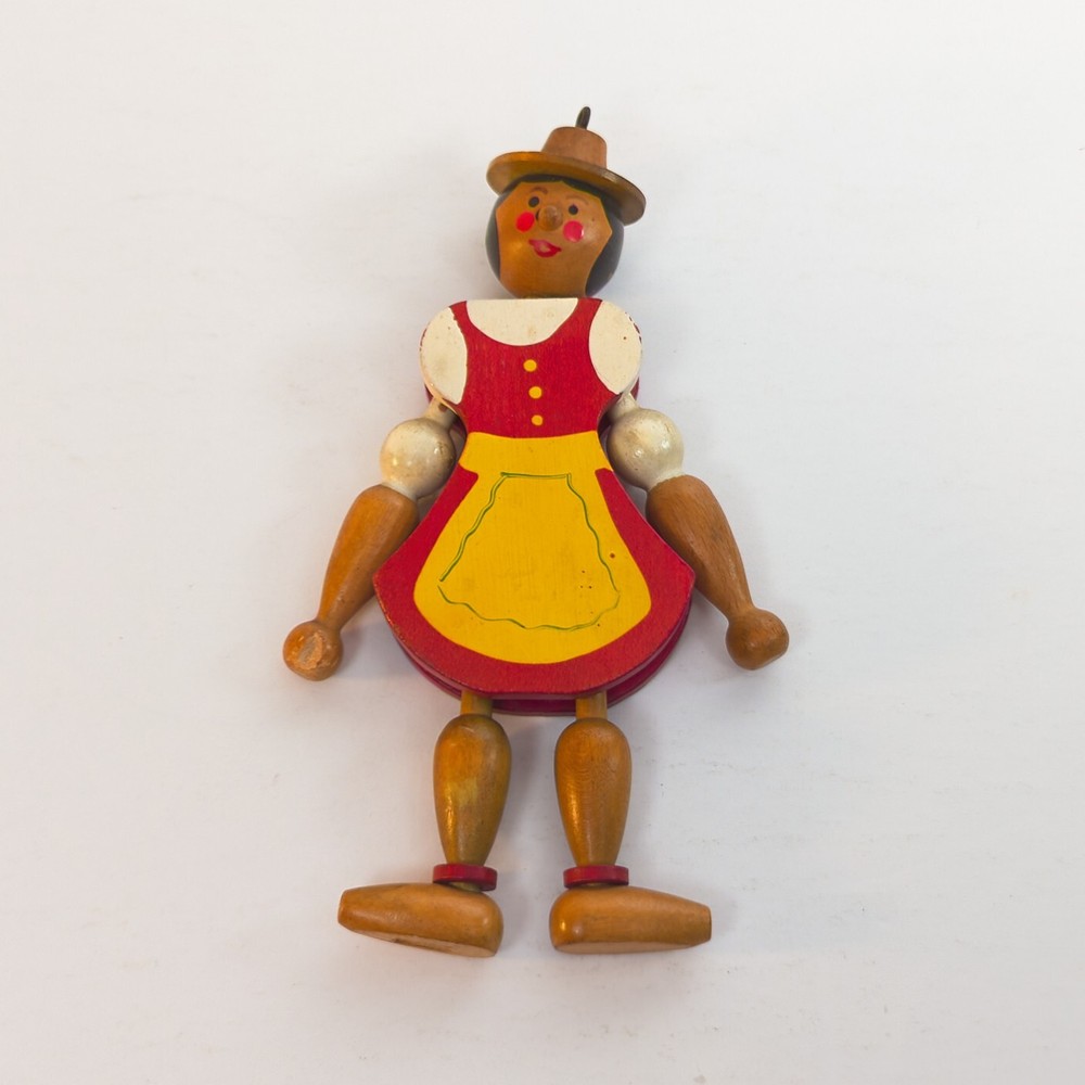 Vintage Wooden Puppet String Jumping Jack Pull Toy