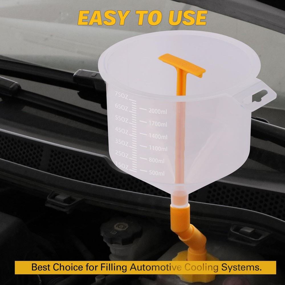 ELEAD No-Spill Coolant Funnel Kit - 19-Piece Multi-use Version Yellow