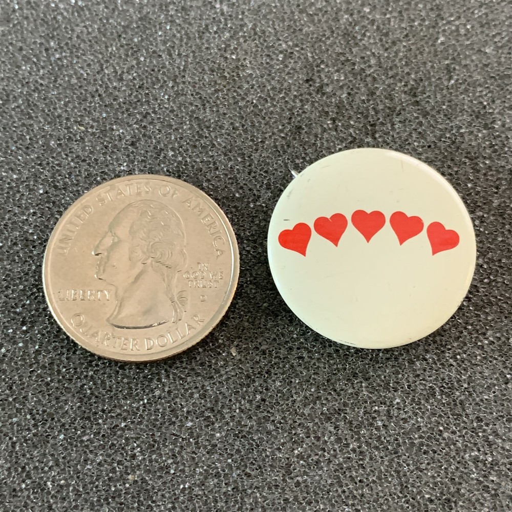 1978 Cute Five Hearts Love Small Pin Pinback Button #40635