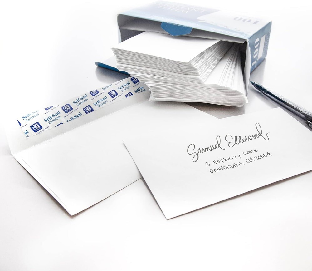 #6 3/4 Peel and Seal White Envelope, (100-Pack)