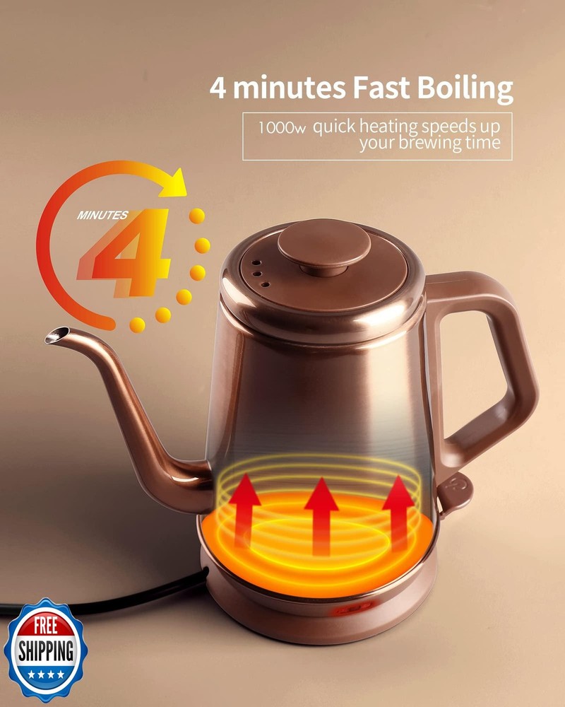 DmofwHi 1000W Gooseneck Electric Kettle (1.0L),100% Stainless Steel BPA Free