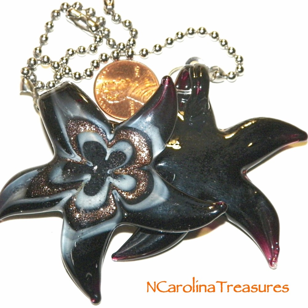 STARFISH BLACK GOLD WHITE VORTEX STAR GLASS CEILING FAN LIGHT SWITCH PULL LG PR