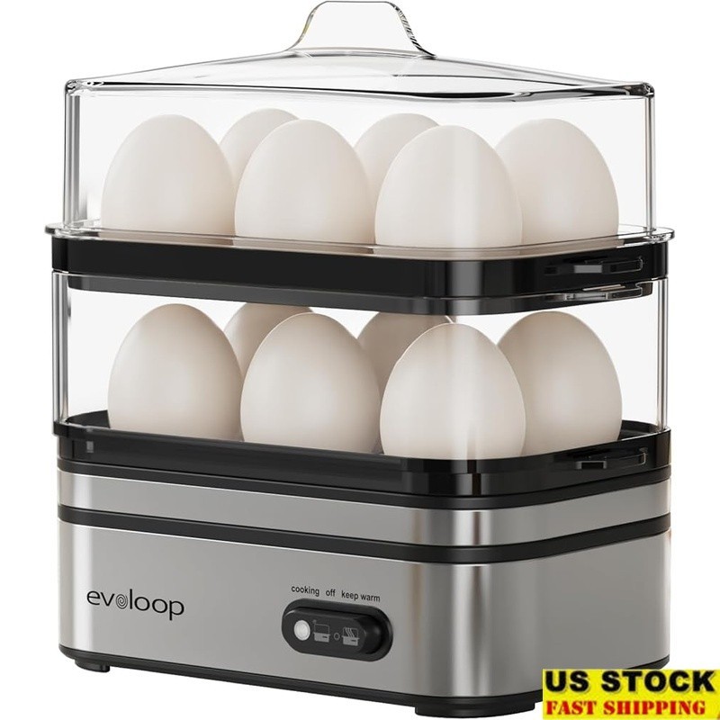 Stackable Egg Cooker Rapid Boiled Poached Steamer Multi Function Easy Clean New