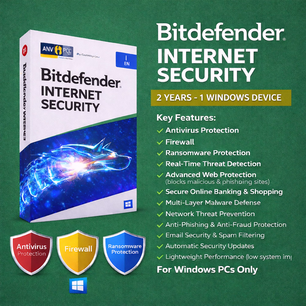 Bitdefender Internet Security - 2 Years 1 Windows Device +  Daily VPN