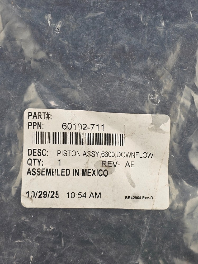 60102-711 Downflow Piston Assembly, 6600 For Fleck 5600SXT/6700