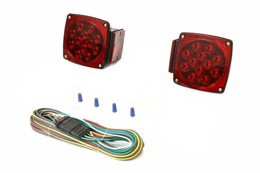 new Rear Led Submersible Trailer Tail Lights Kit Waterproof/25' wire harness