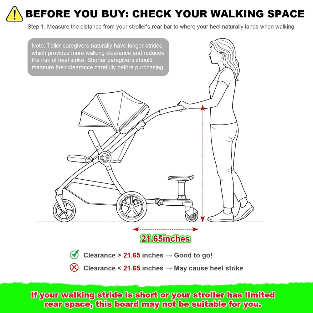 Universal Stroller Board with Detachable Seat,Stroller Glider blue