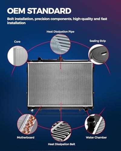 CU13002 Car Engine Radiator, Compatible with 2007-2012 Versa Automatic CVT