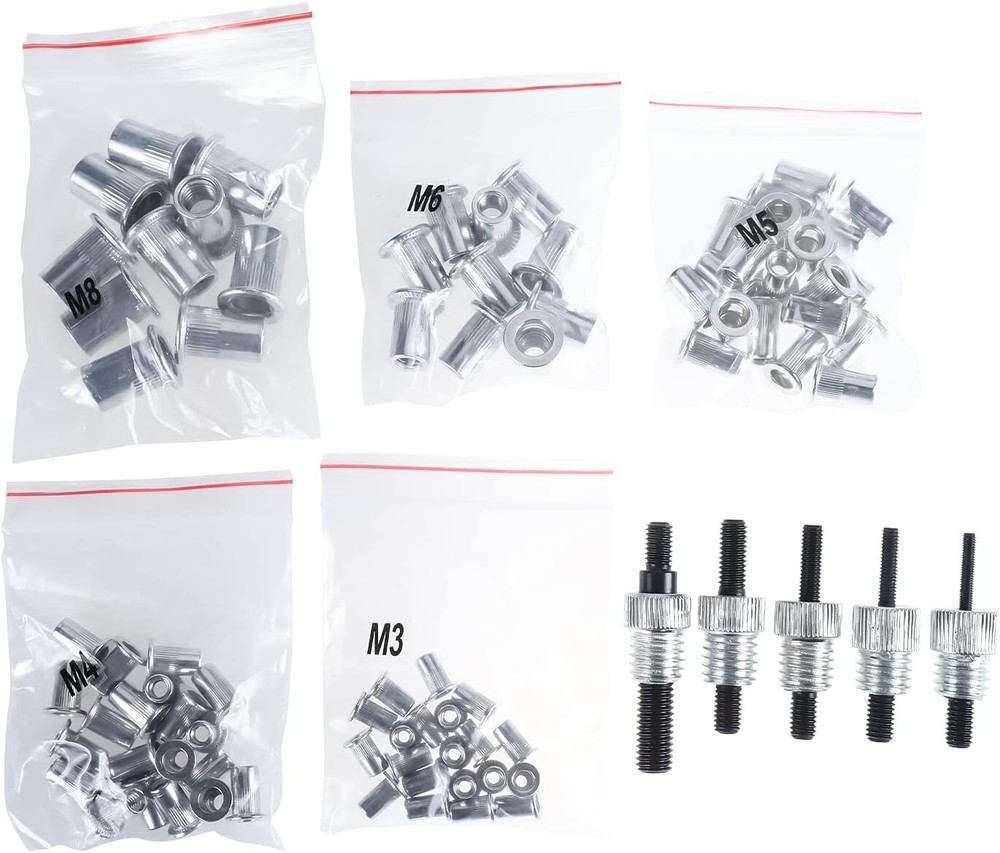 86Pc Threaded Nut Rivet Gun Insert Tool Riveter Rivnut Setter Riveting Kit M3-M8