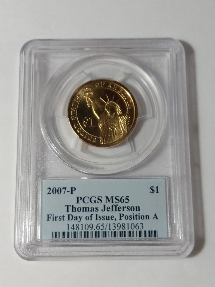 2007-P Thomas Jefferson $1 First Day Issue PCGS MS65