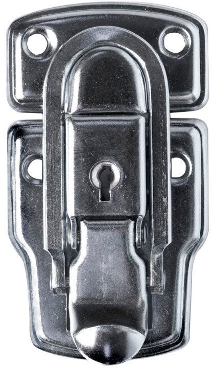 Nickel Plated Locking Drawbolt with Key - antique vintage briefcase case secure