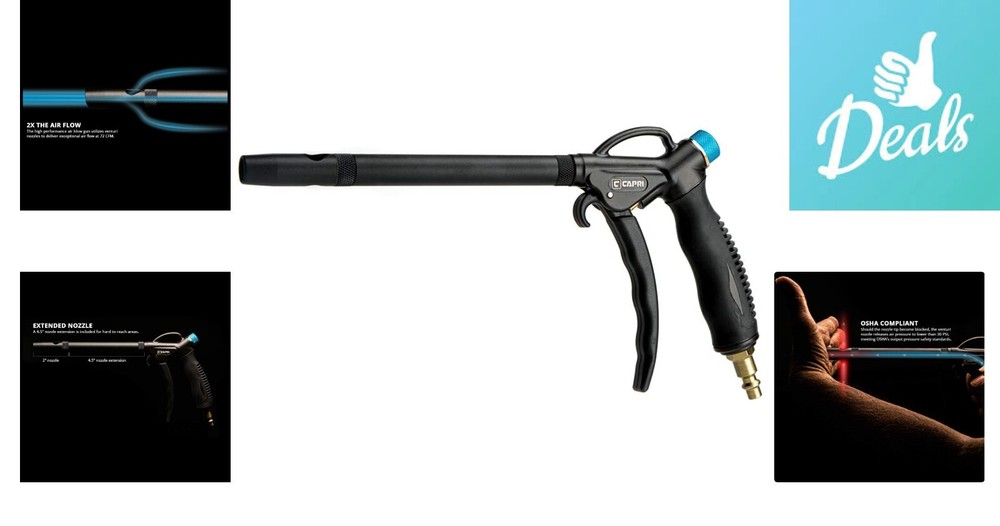 Powerful High Performance Air Blow Gun with Variable Air Flow and Extended