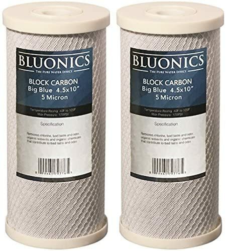 Bluonics 2-PK Carbon Block 10 x 4.5" Whole House Charcoal Water Filters 5 Micron