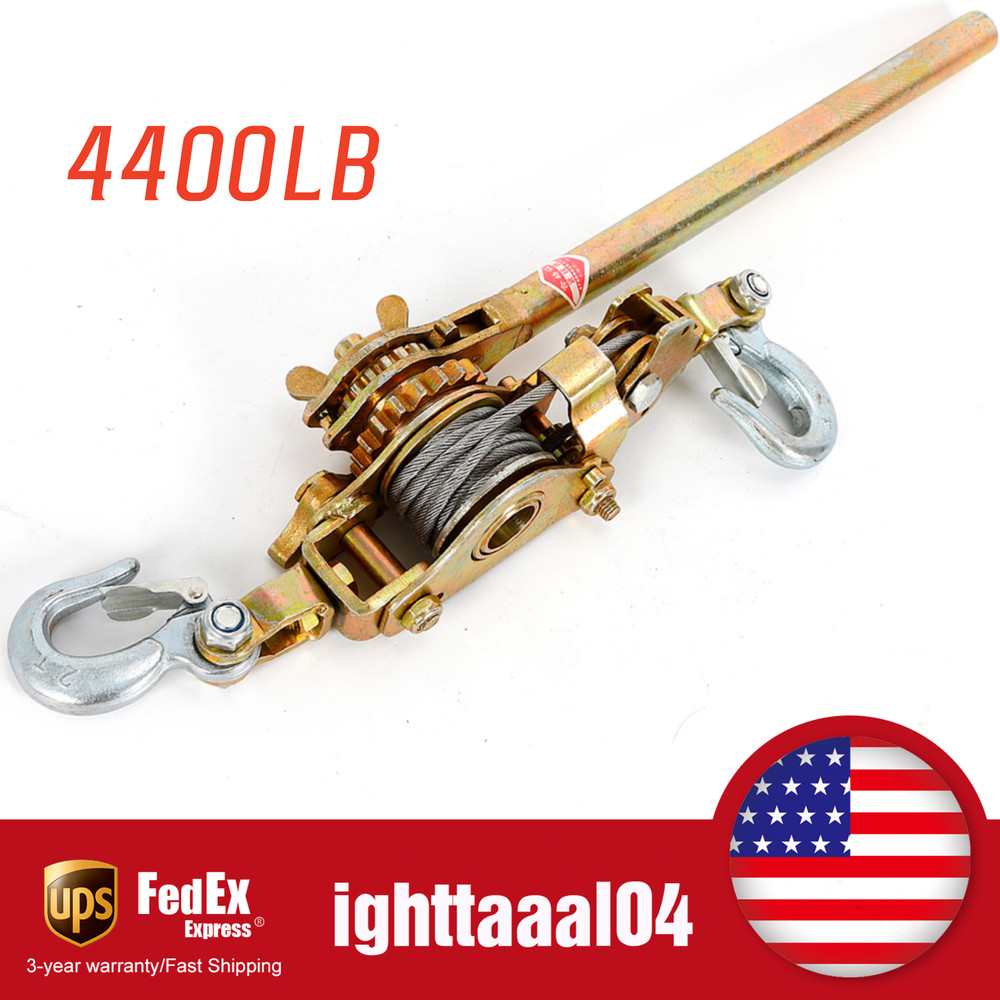 2 Ton Hand Puller Heavy Duty Winch Pull Hoist Come Along Cable Lever 2 Hooks