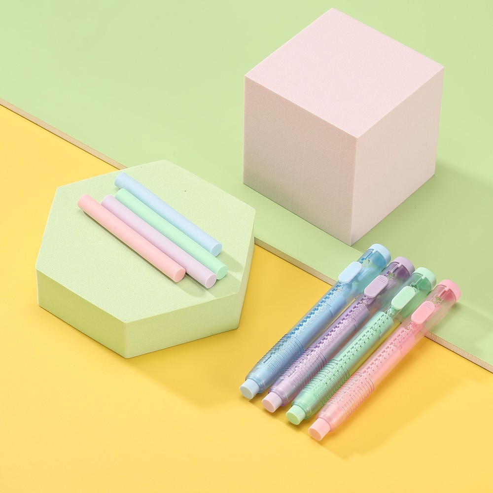 8 Pack Erasers, Pencil Erasers Large Eraser Push Pull Cute Soft, Blue TPE