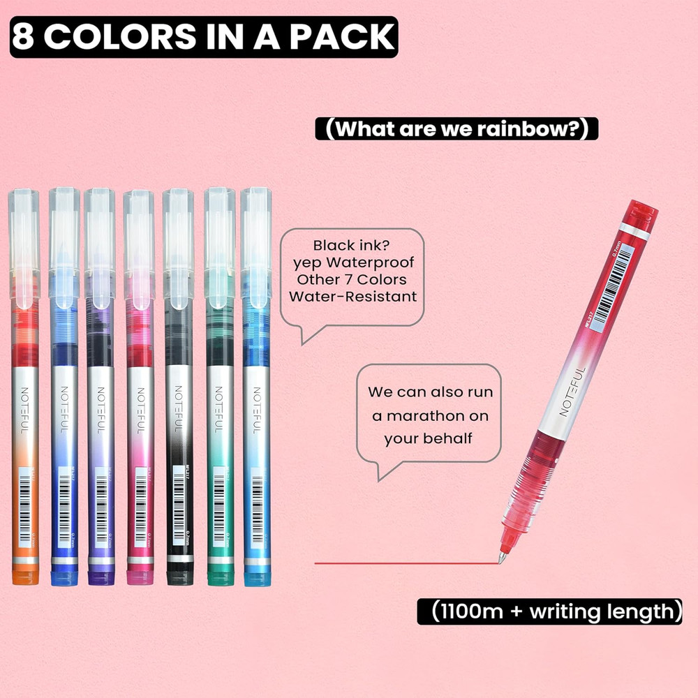 Liquid Ink Rollerball Pens, Multicolor 0.7Mm Medium Point Tip, Rolling Pen for D